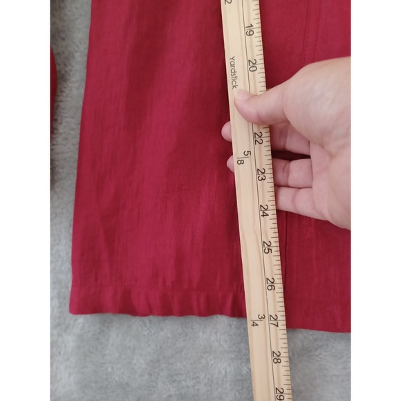 Chicos Sz 2‎ / Lg Light Blazer Red Sheen Open Front Office Evening Long Sleeve - Picture 3 of 8